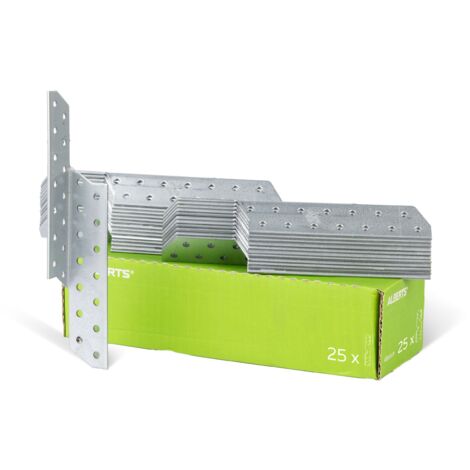 Alberts 846916 Équerre renvoyée, utilisable à droite, galvanisée Sendzimir, 32 x 32 x 210 mm