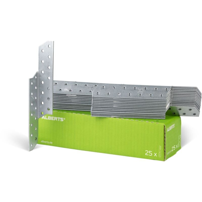 846923 Équerre renvoyée, utilisable à gauche, galvanisée Sendzimir, 32 x 32 x 210 mm, Set de 25 pièces - Alberts