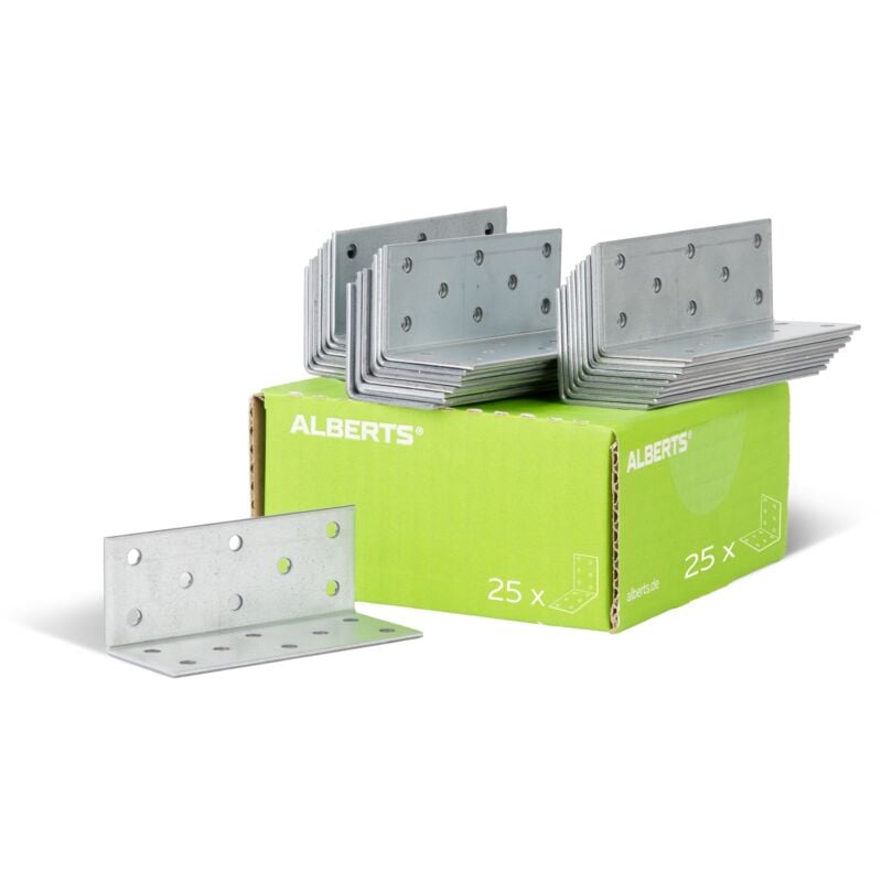 848392 Équerre d'assemblage, galvanisée Sendzimir, 40 x 40 x 100 mm, Set de 25 pièces - Alberts