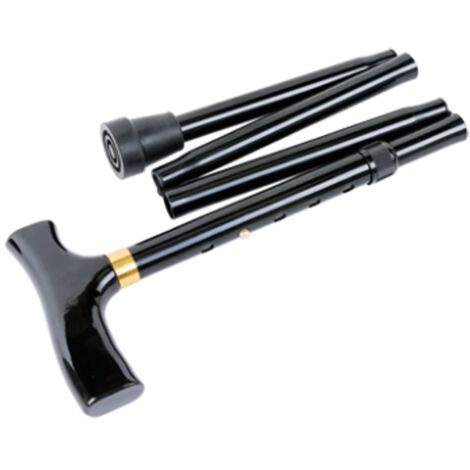 ALBERTS Faltbarer Spazierstock, verstellbar, Stock:ALU, Griff Holz, schwarz, verpackt à 1St