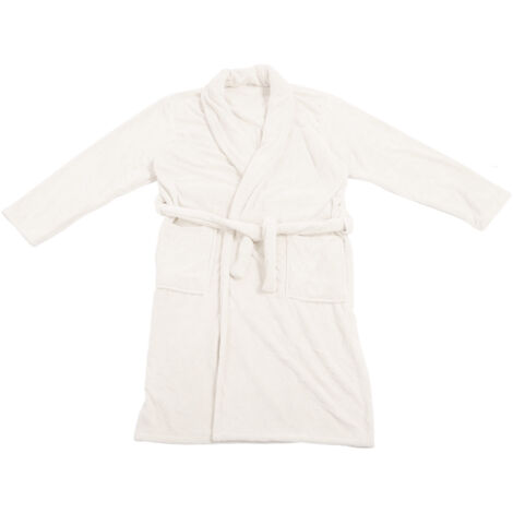 [Albornoz] Albornoz de pana blanca gruesa de 822 g, absorbente, cálido, con cinturón, para parejas, hogar u hotel.