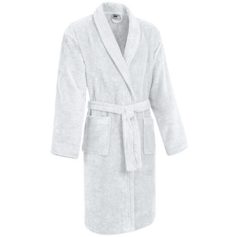 Albornoz de baño de cuello ancho en tejido de algodón RELAX S Blanco