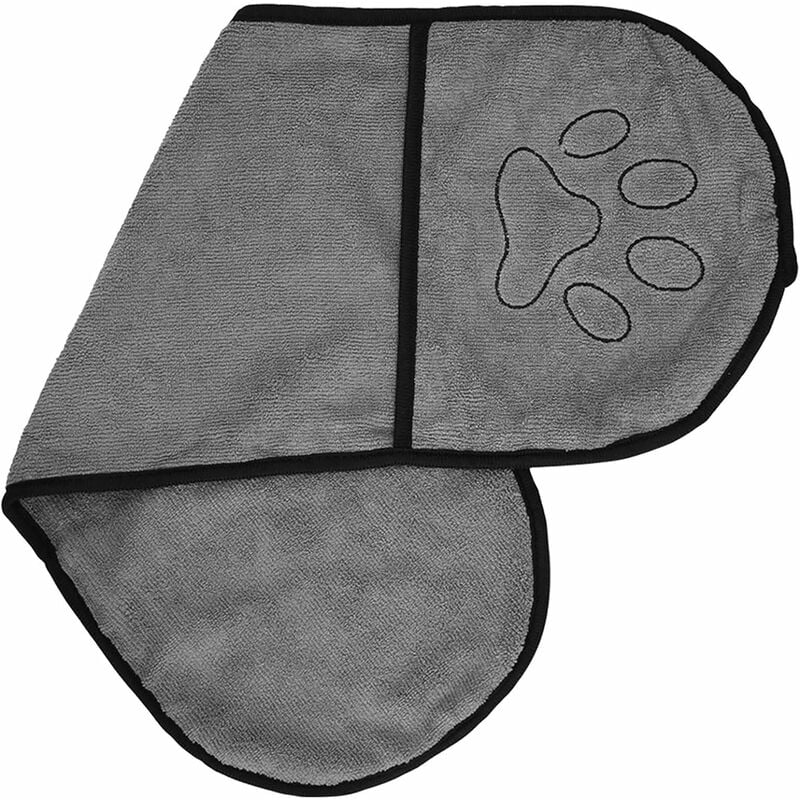 

Albornoz para perro toalla de baño súper absorbente, ducha multifuncional de microfibra de secado rápido para cachorro de gato 63,5 * 21 CM gris