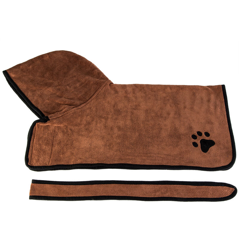 

Albornoz para perros, toalla de bano para perros, con cinturon de capucha, absorcion de agua suave y estupenda,marron-XL