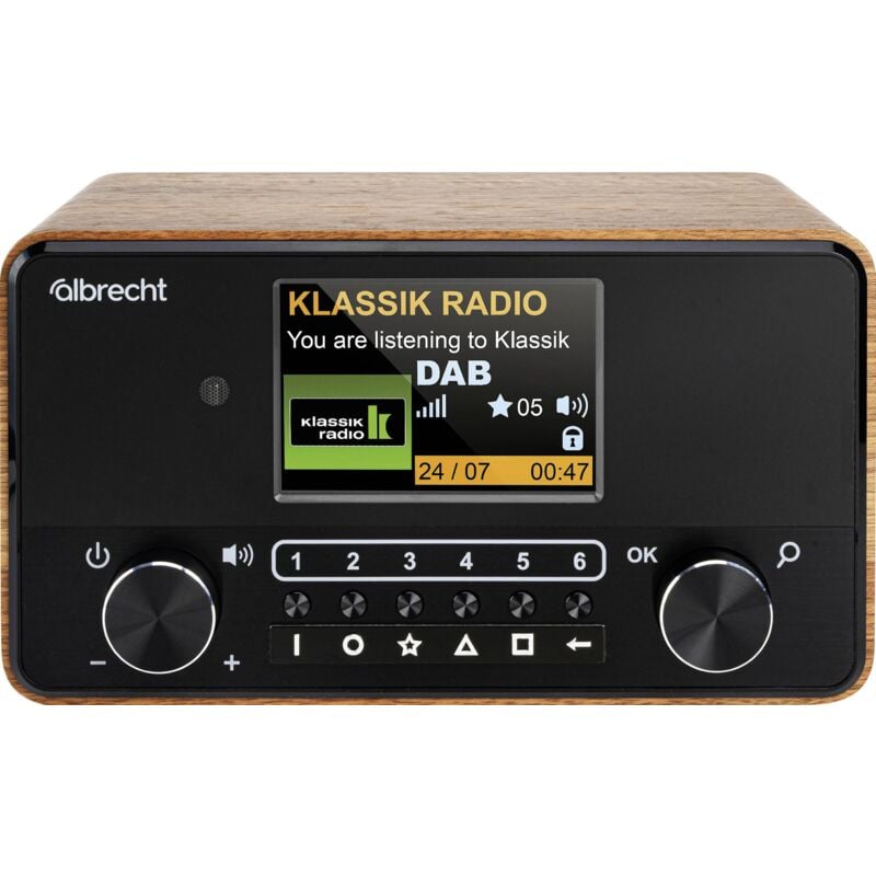 Dr 866 Radio de table dab+, fm aux, Bluetooth, dab+, fm touche sensitive, synthèse vocale, fonction réveil noix A571983 - Albrecht