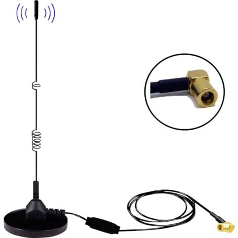 Eightwood Dab Antenne Voiture SMB Adaptateur SMB Dab Autoradio Antenne 433  MHz Patch Antenne Pare-Brise Antenne Verre SMB Antenne Angle Droit 3m pour