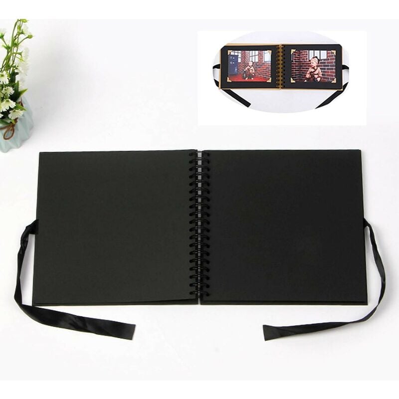 Album Photo 40 Pages- 21,5 x 15CM, Livre D'or Pour Anniversaire Et Mariage, Noir