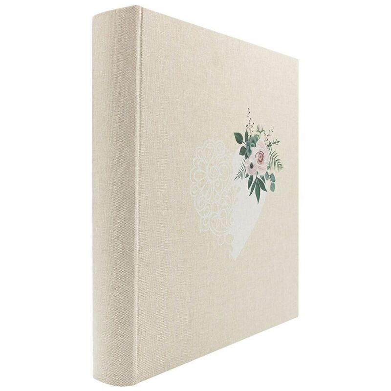 Album Photo 500 photos – Album Photo Traditionnel Beige avec Cœur – Album Photo Vierge de 100 Pages blanches– Album Photo Bohème – Fabriqué en France