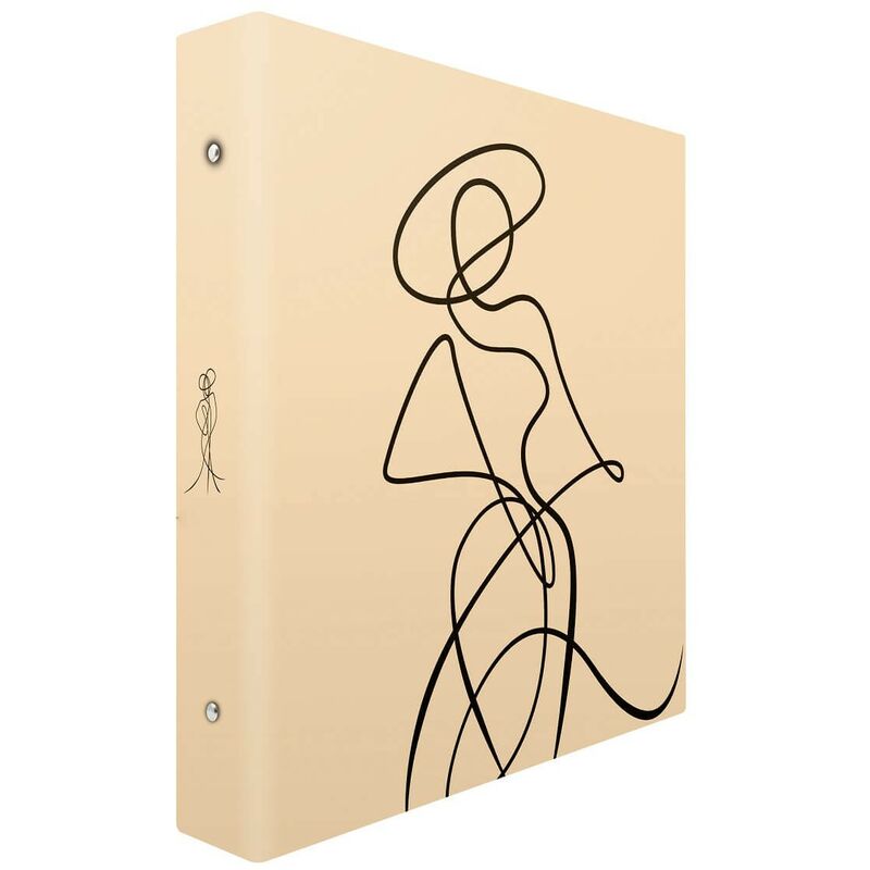 Ceanothe - Album photos pochettes Parisienne 400 photos 11.5x15cm, 80 pages - Album beige Line Art et pochettes - Classeur photos avec Anneaux