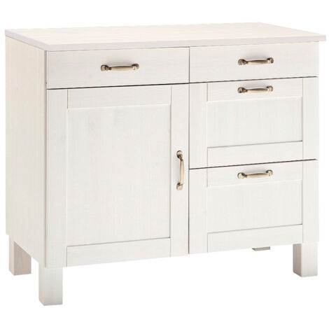 Alby-Buffet avec 1 porte et 4 tiroirs, couleur blanc