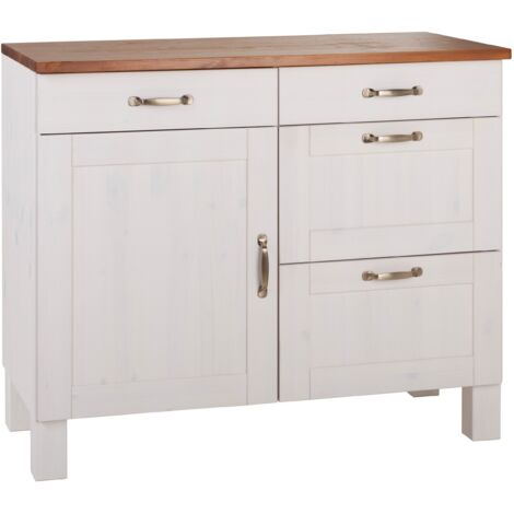 Alby-Buffet avec 1 porte et 4 tiroirs en blanc honig