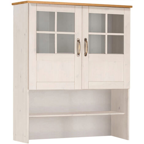 Alby-Huche avec 2 portes vitrées et 1 étagère en laque blanc pin
