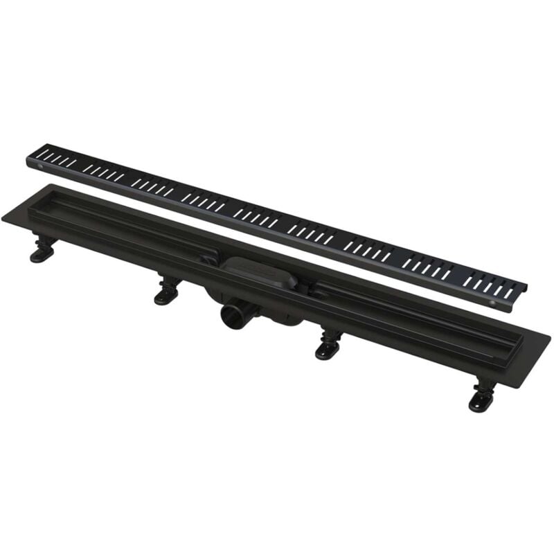 Alca - drain Système de drainage - Douchegoten - Bac à douche Simple 65 cm, avec bord pour grille perforée, grille incluse, noir mat APZ10BLACK-650M