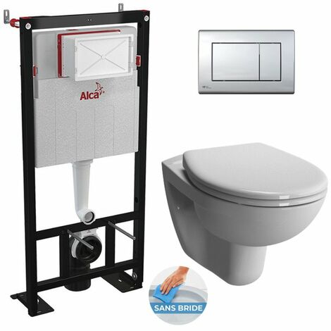 Ideal Standard ProSys - Ensemble pour WC suspendu, cuvette et abattant  Eurovit, Plaque de déclenchement Oleas M2, Rimless, SoftClose, chrome  ProSys80M SP123