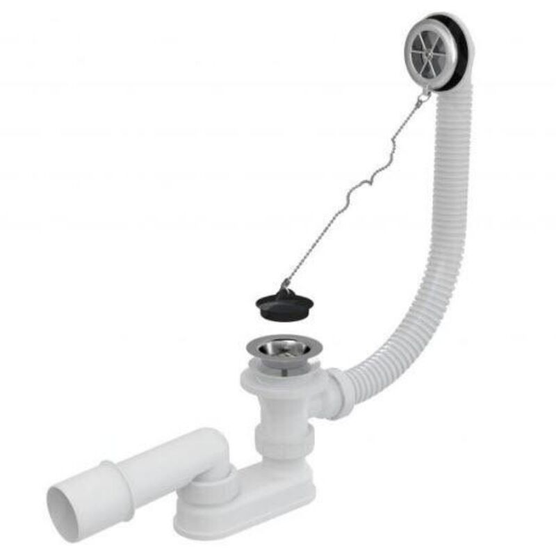 Alcadrain Garnitures de vidage - Kit de vidage pour baignoire 570 mm, avec trop-plein, chromé A501
