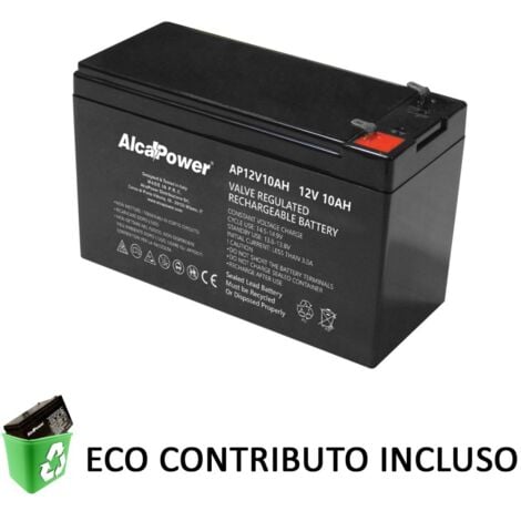 Alca power batteria al piombo da 12v 10ah ricaricabile per ups e illuminazione di emergenza