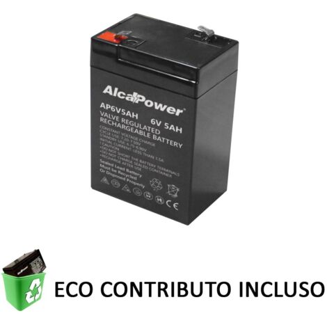 Alca power batteria al piombo da 6v 5ah ricaricabile per ups e illuminazione di emergenza