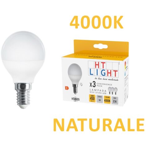 Alca power g45 5w 220v 400lm 4000k e14 lampada mini sfera a led box da 3pz
