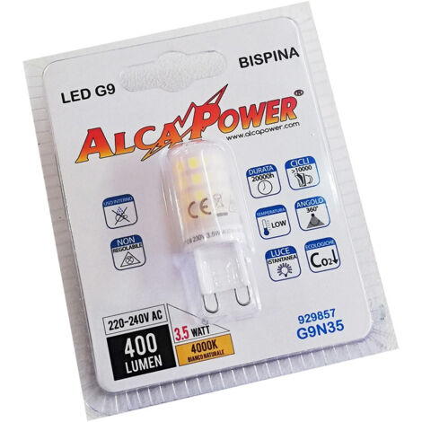 Alca power g9 3,5w 220v 400lm 4000k lampadina bispina a led