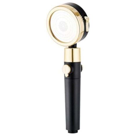 Alcachofa de ducha, cabezal de ducha ahorrador de agua y antical, ducha de mano de alta presión para el baño con 3 modos y filtro, cierre de agua con un solo toque, negro mate (negro)