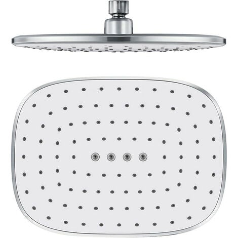 Alcachofa de Ducha Rectangular Cabezal de Ducha Lluvia de Alta Presión Alcachofas Fijas para Ducha Blanco ABS Rociador Ducha Efecto Lluvia, G1 / 2" Conexión, 260×195 mm