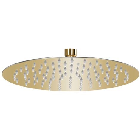 MAISON CHIC Alcachofa de ducha tipo lluvia Rociador Alcachofa de ducha Alcachofa de ducha de mano Accesorio de baño Acero inoxidable 25 cm Redondo Dorado 020002086