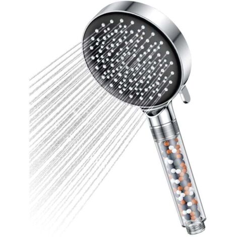 Alcachofa de ducha Ulisem con filtro ahorrador de agua, cabezal de ducha de baño con efecto lluvia con 5 tipos de chorros negro