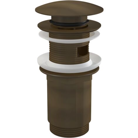 alcadrain Ablaufventil für die Waschbecken CLICK/CLACK 5/4" Ganzmetal mit Überlauf, großer Stopfen, Bronze-Antic