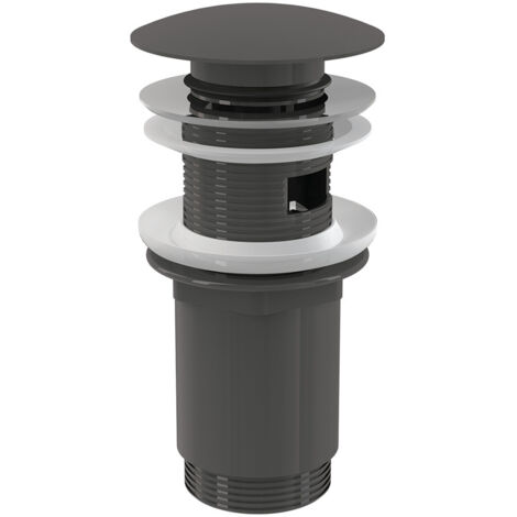 alcadrain Ablaufventil für die Waschbecken CLICK/CLACK 5/4" Ganzmetal mit Überlauf, großer Stopfen, GUN METAL-Glanz