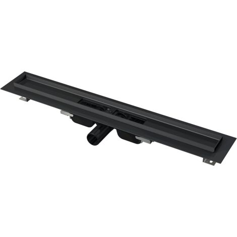 Alcadrain APZ101BLACK Low Duschrinne mit Rand für den perforierten Rost, Schwarz-Matt 1050 mm