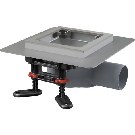 AlcaDrain Bodenablauf aus Edelstahl flach 130×130 mm mit einem waagrechten Abgang, ohne Rost, Kombi-Geruchsverschluss SMART