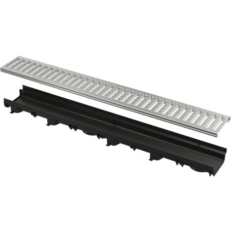 Alcadrain caniveau de drainage 60 mm avec rebord en plastique et grille en profilé en C galvanisé A15