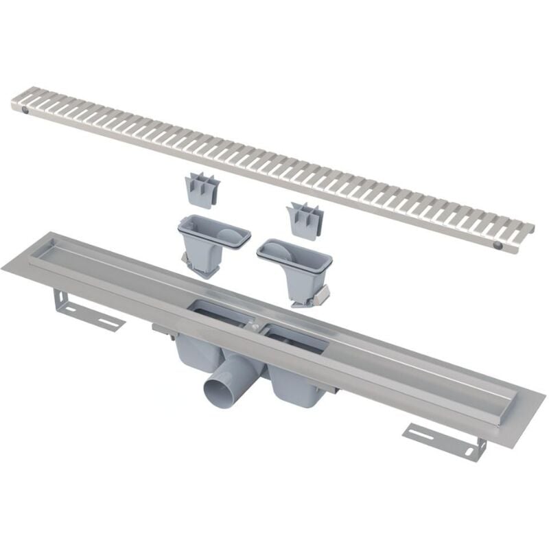 Douchegoten - Bac à douche 550 mm, avec bord pour grille perforée, grille incluse, acier inoxydable APZ1SMART-LINE-550 - Alcadrain