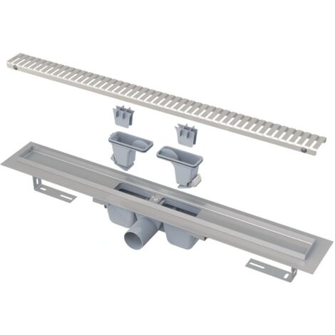 Alcadrain Douchegoten - Bac à douche 550 mm, avec bord pour grille perforée, grille incluse, acier inoxydable APZ1SMART-LINE-550