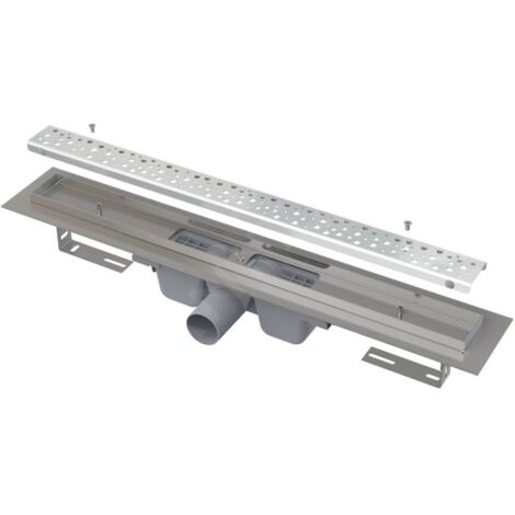 Alcadrain Douchegoten - Bac à douche Antivandale 650 mm, avec grille, acier inoxydable brillant APZ11-650L