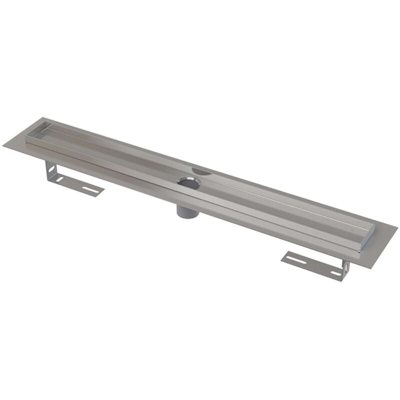 Alcadrain Système de drainage - Douchegoten - Caniveau de douche 85 cm, avec rebord pour grille perforée, sans bouchon anti-odeur, inox APZ2001-850