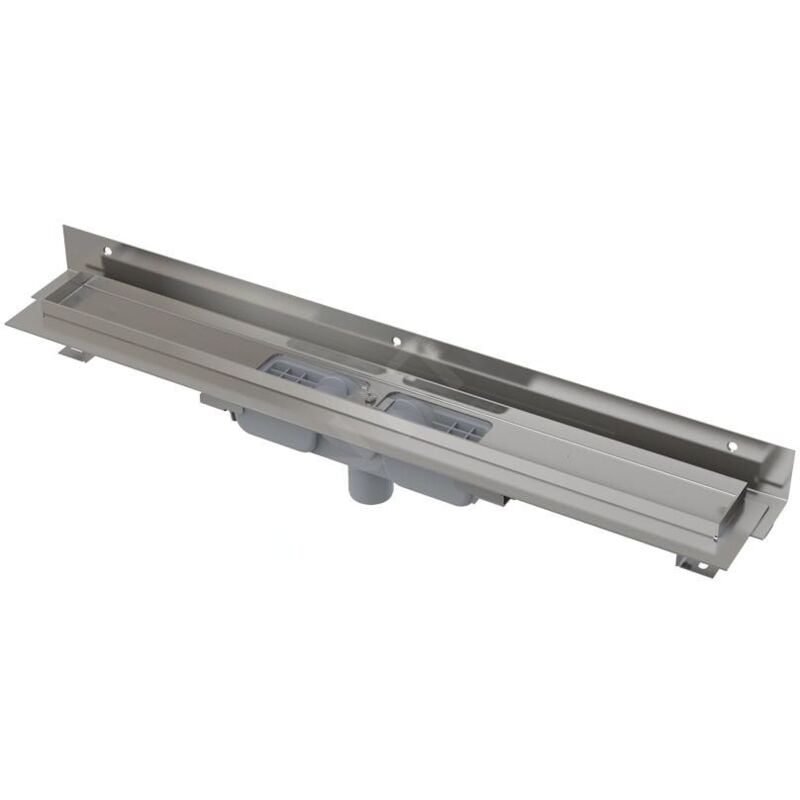 Douchegoten - Caniveau de douche Flexible Low 950 mm, avec collier ajustable au mur, évacuation verticale, inox - Alcadrain