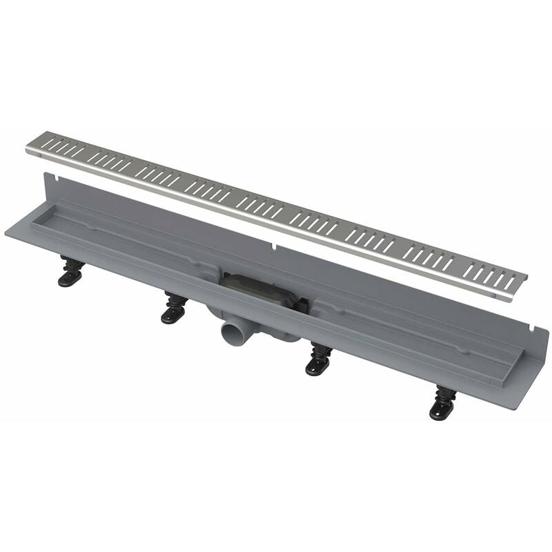 Alcadrain - Système de drainage - Douchegoten - Caniveau de douche Wall 75 cm, avec rebord pour grille pleine et collier de fixation au mur, inox mat