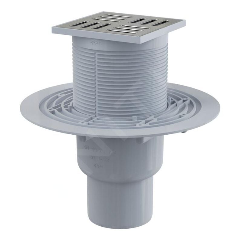 Alcadrain Douchegoten - Siphon de sol 105x105 mm, diamètre 50/75 mm, arrêt des odeurs d'eau, acier inoxydable/plastique APV201