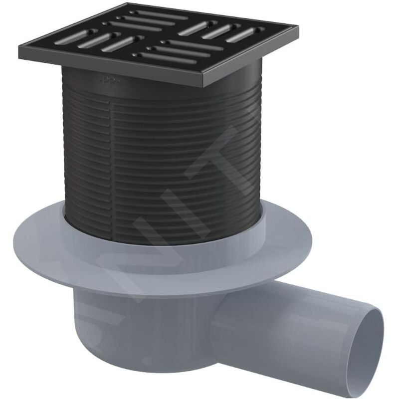 Alcadrain - Douchegoten - Siphon de sol latéral 105x105 mm, diamètre 50 mm, combiné avec un obturateur d'odeurs smart, acier