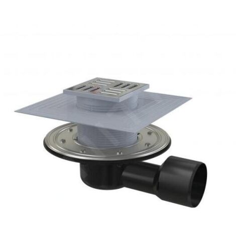 Alcadrain Douchegoten - Siphon de sol, latéral, 11x11 cm, diamètre 5/8 cm, acier inoxydable/plastique APV3344