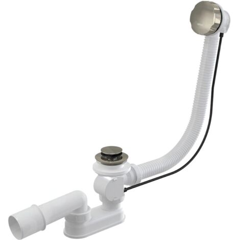 Alcadrain Garnitures de vidage - Ensemble vidage et trop-plein pour baignoire, longueur 570 mm, nickel brossé mat A55K-N-B