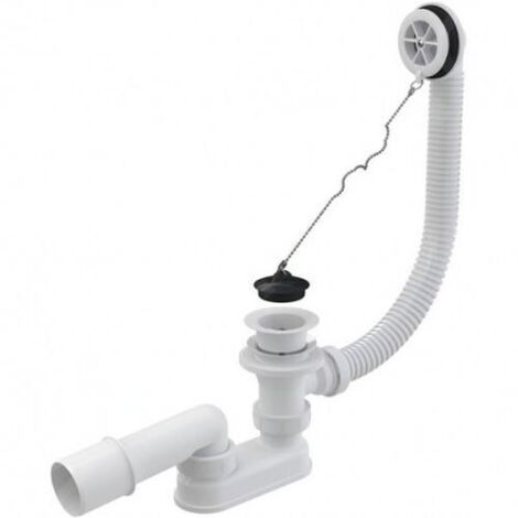 Alcadrain Garnitures de vidage - Kit de vidange pour baignoire 570 mm, avec trop-plein, incl. bouchon avec chaîne A502