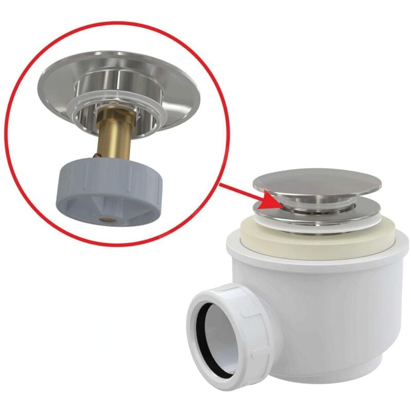Siphons de baignoire - Kit de drainage pour plateaux, ClickClack, métal A465C-50 - Alcadrain