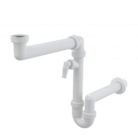 Alcadrain Siphons - Siphon d'évier avec raccord, écrou de trop-plein, G6/4". A872P