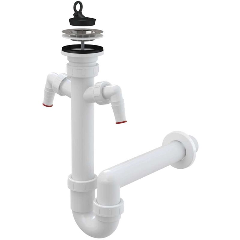 Alcadrain Siphons - Siphon d'évier, diamètre 70 mm, avec 2 raccords, en plastique A820-DN40