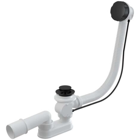 Alcadrain Sistemi di scarico - Set di scarico e troppopieno per vasca da bagno, lunghezza 570 mm, nero opaco A55BLACK