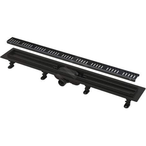 Alcadrain Système de drainage - Douchegoten - Bac à douche Simple 65 cm, avec bord pour grille perforée, grille incluse, noir mat APZ10BLACK-650M