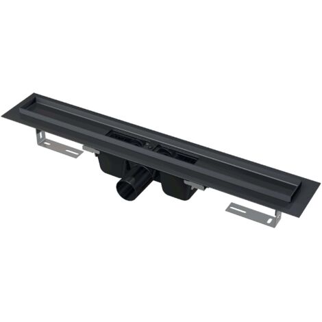 Alcadrain Système de drainage - Douchegoten - Caniveau de douche 65 cm, avec rebord pour grille perforée, noir mat APZ1BLACK-650