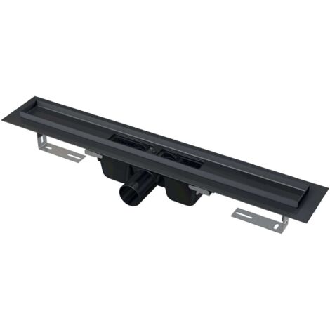 Alcadrain Système de drainage - Douchegoten - Caniveau de douche 75 cm, avec rebord pour grille perforée, noir mat APZ1BLACK-750